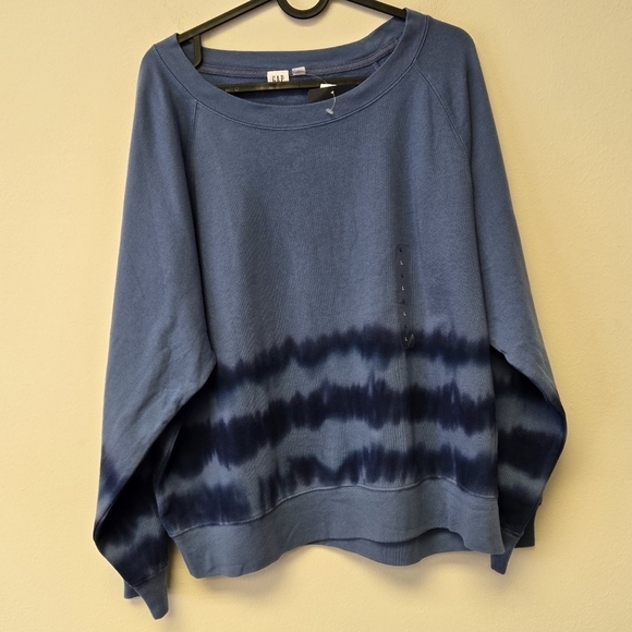 GAP Tie Dye Raglan Crewneck Sweatshirt Blue L - Picture 2 of 9